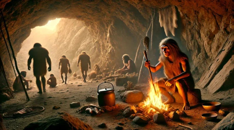 Ai produced a picture of neanderthals in a cave.